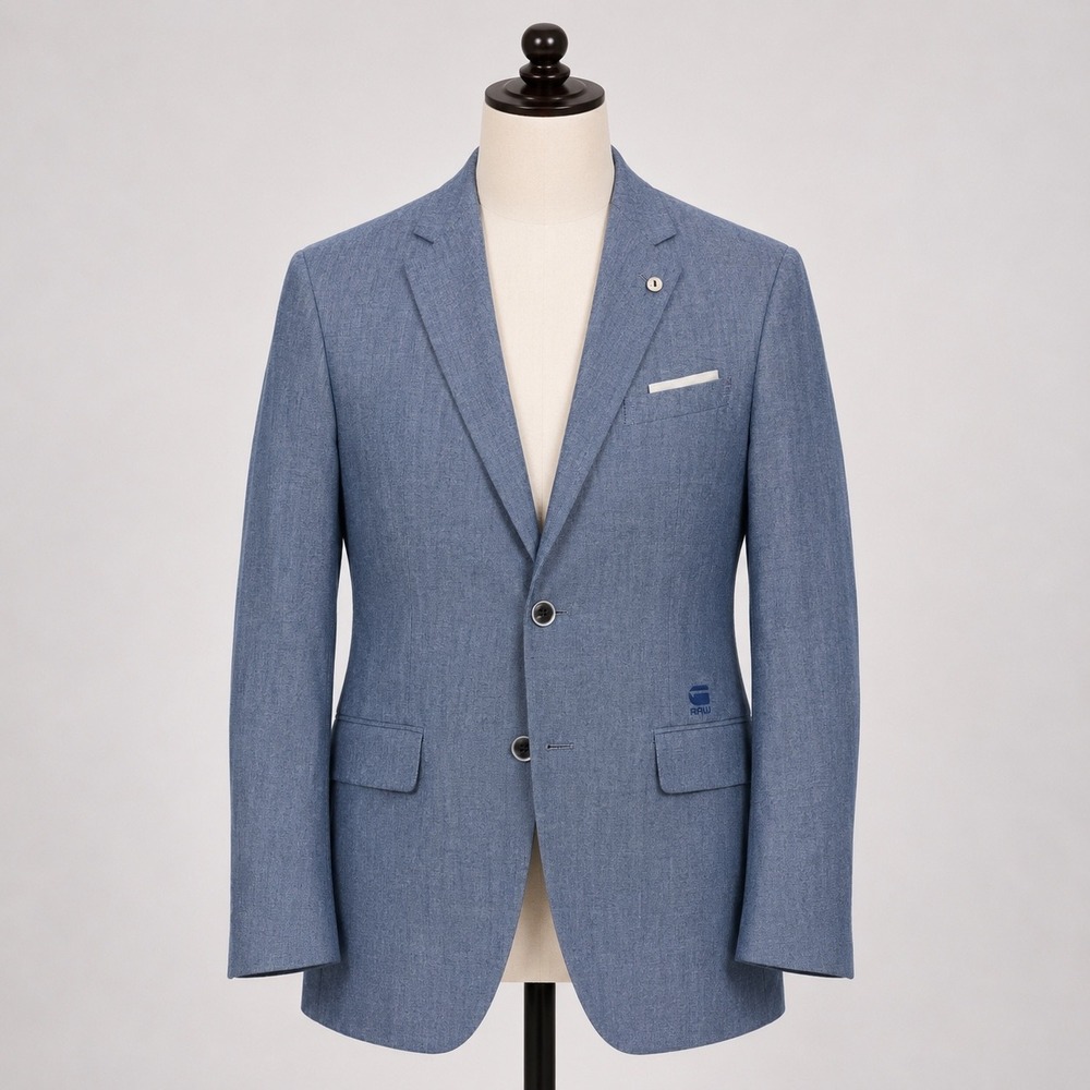G-Star Raw Correct RCT Omega Blazer Blue Denim Sport Coat Mens EU 46 US 36 Slim